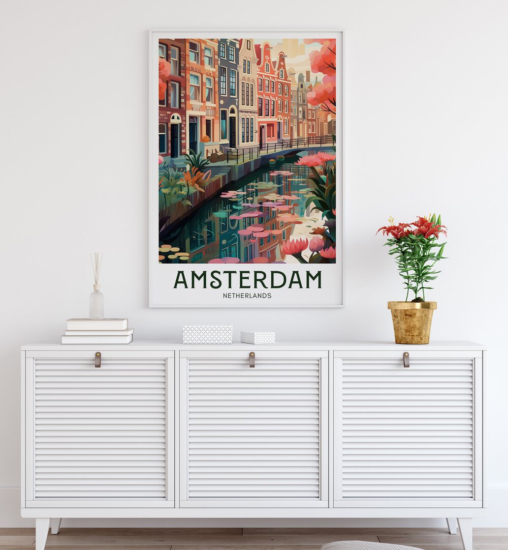 amsterdam dreams travel posters Artwork II placed on a Wall 