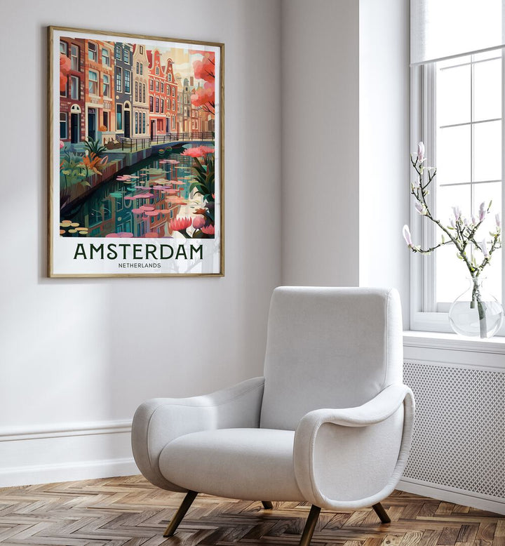 amsterdam dreams travel posters Artwork III placed on a Wall 