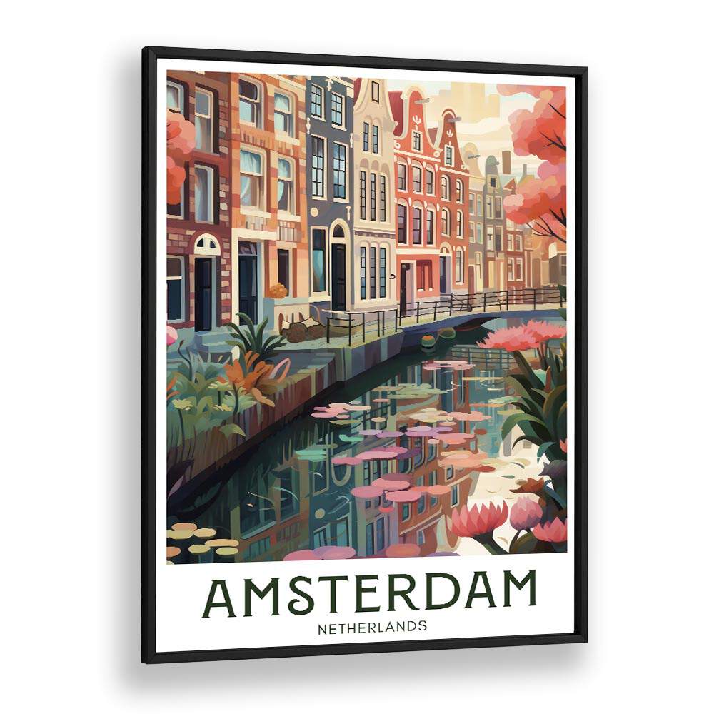 amsterdam dreams travel posters in Black Plain Frame