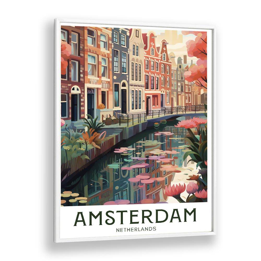 amsterdam dreams travel posters in White Plain Frame