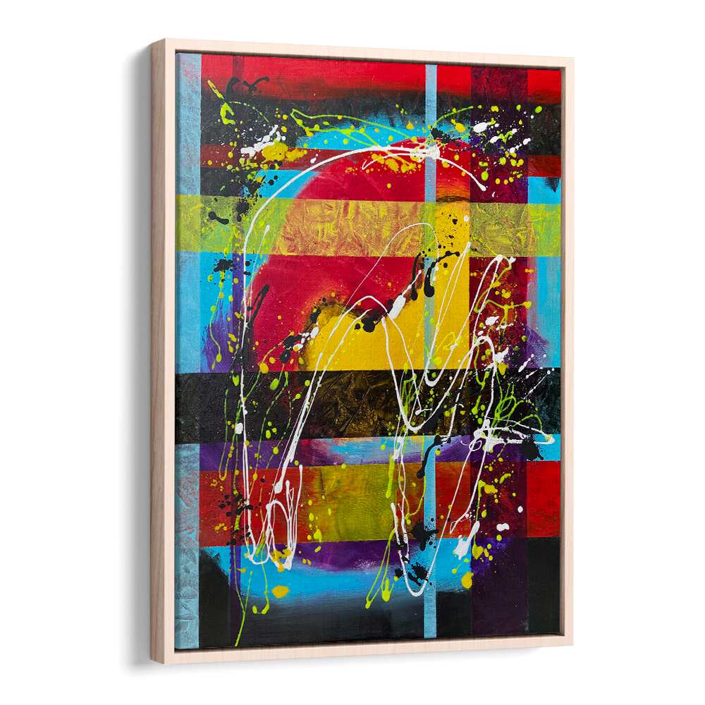 an apple a day abstract paintings in Oak Wood Floater Frame