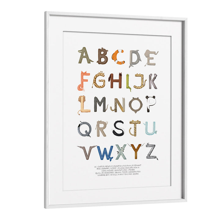 animal letters abc quotes and typography posters in White Frame With Mount