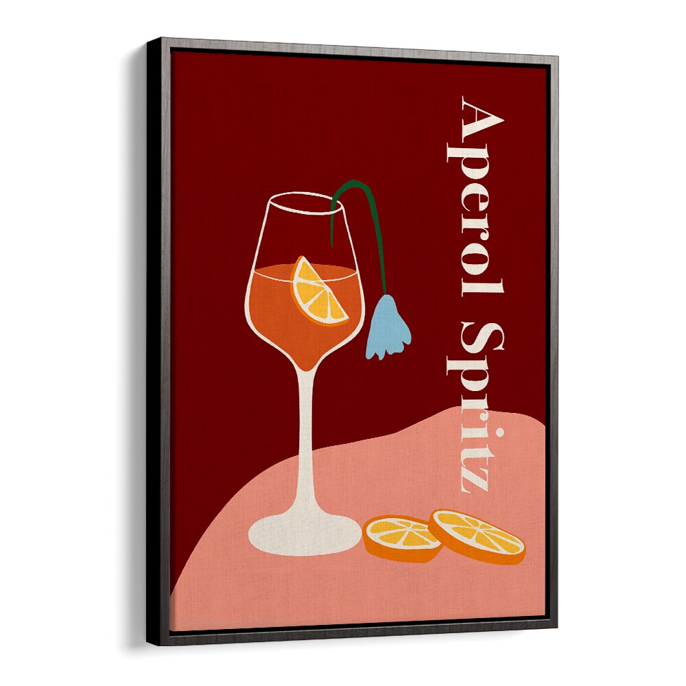 aperol spritz  by miho art studio bar art prints in Black Floater Frame