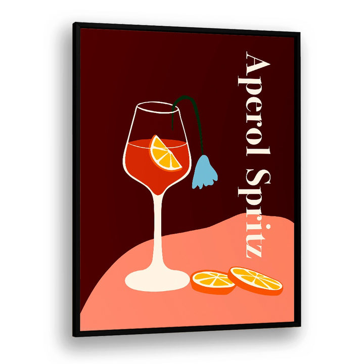 aperol spritz  by miho art studio bar art prints in Black Plain Frame