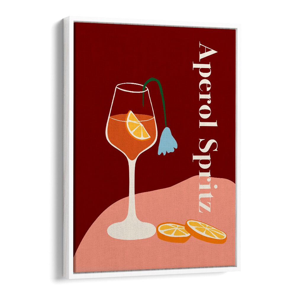 aperol spritz  by miho art studio bar art prints in White Floater Frame