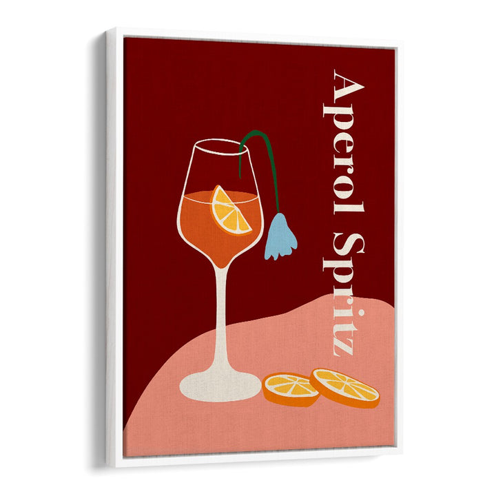 aperol spritz  by miho art studio bar art prints in White Floater Frame