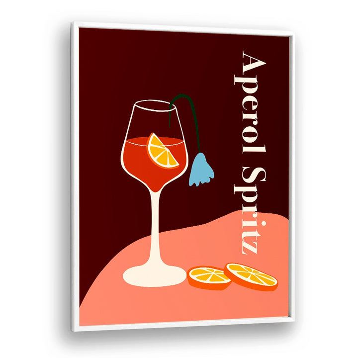 aperol spritz  by miho art studio bar art prints in White Plain Frame