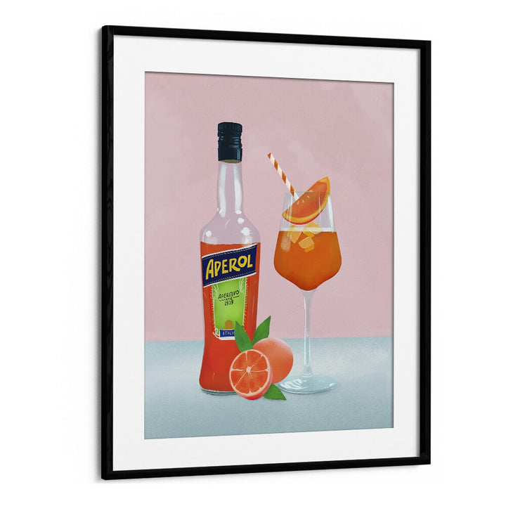 aperol spritz by petra lidze bar posters in Black Frame With Mount