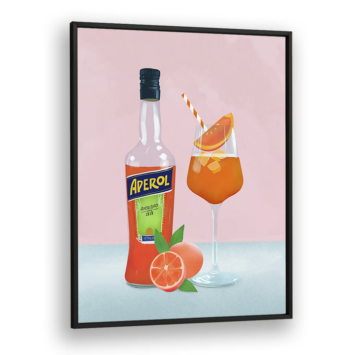 aperol spritz by petra lidze bar posters in Black Plain Frame