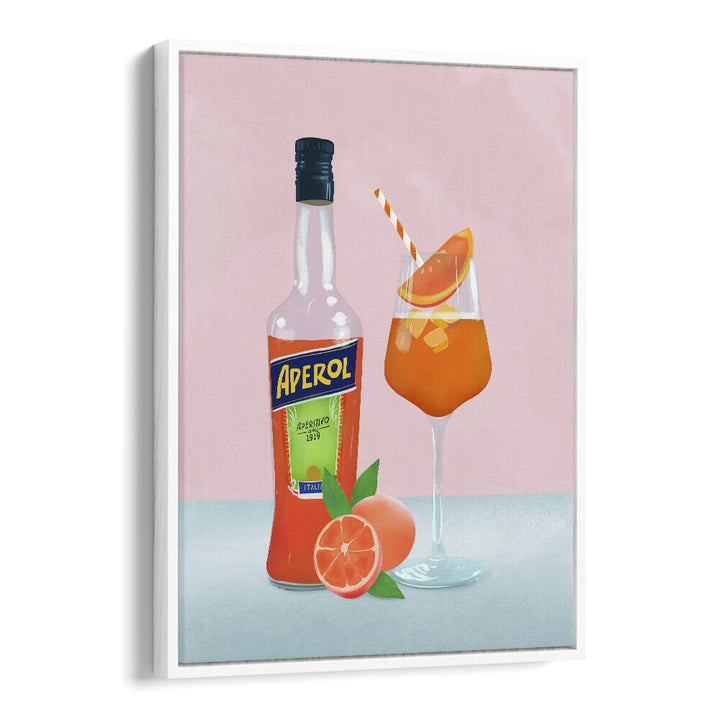 aperol spritz by petra lidze bar posters in White Floater Frame