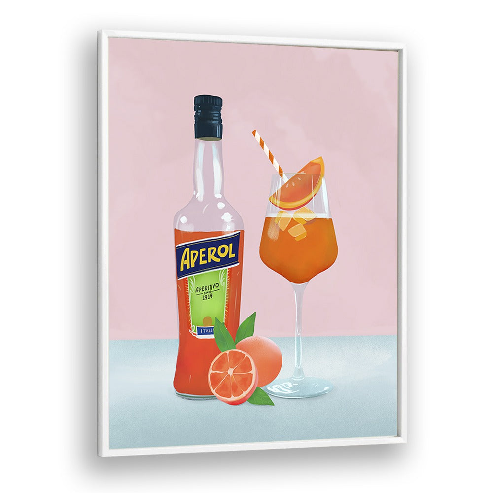 aperol spritz by petra lidze bar posters in White Plain Frame