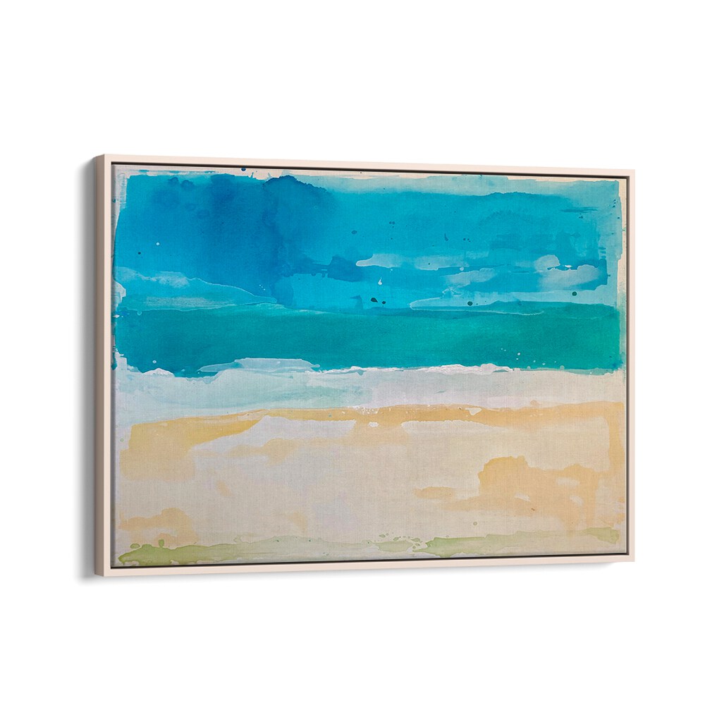 archipelago ii abstract paintings in Oak Wood Floater Frame