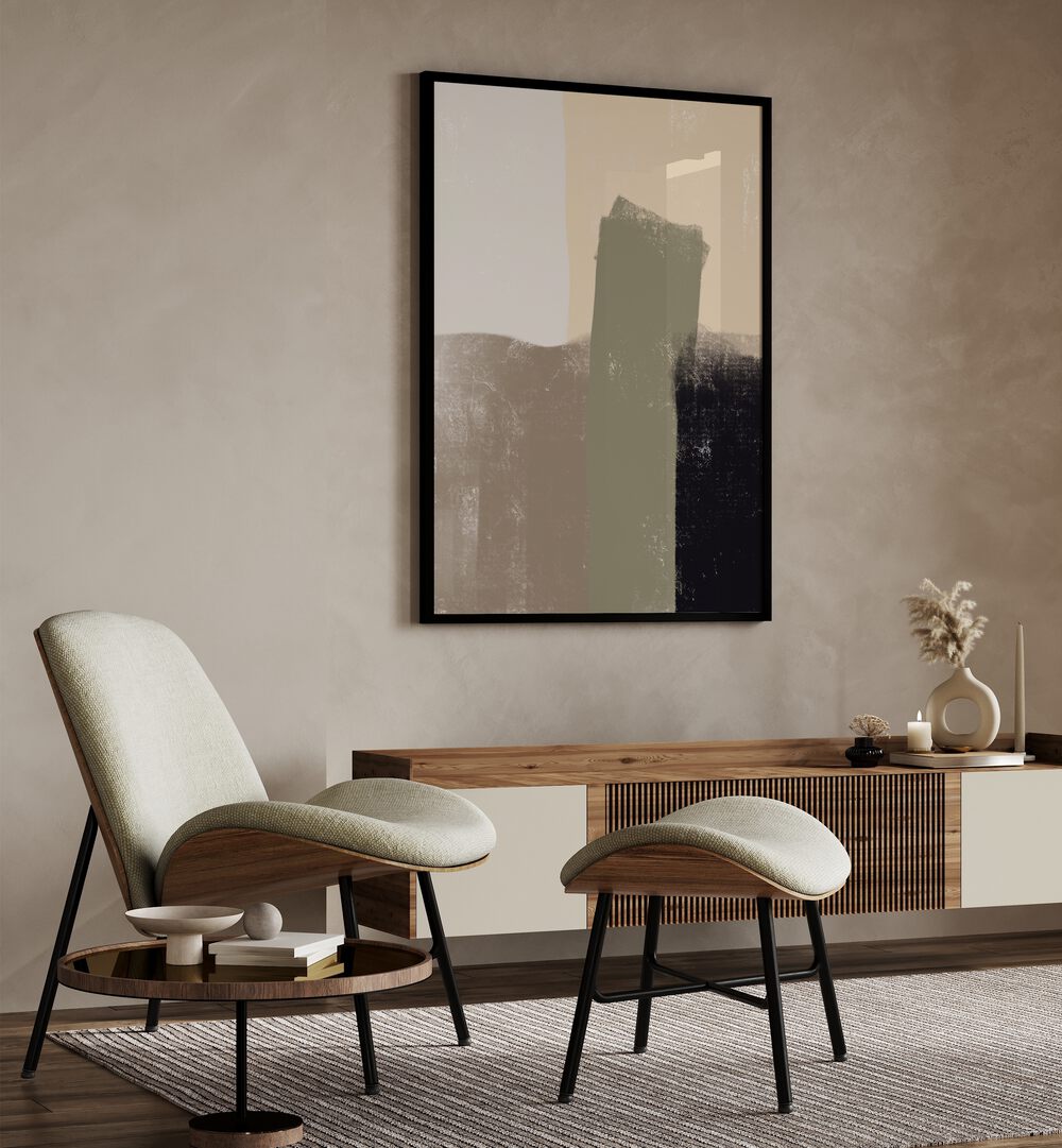 Stylish living room featuring the ARENA, ABSTRACT PAINTINGS by Yopie Studio, enhancing modern decor with elegance.