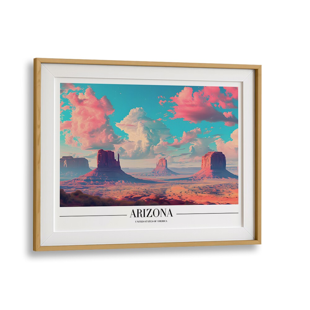 arizona-usa travel posters in Oak Wood Frame With Mount