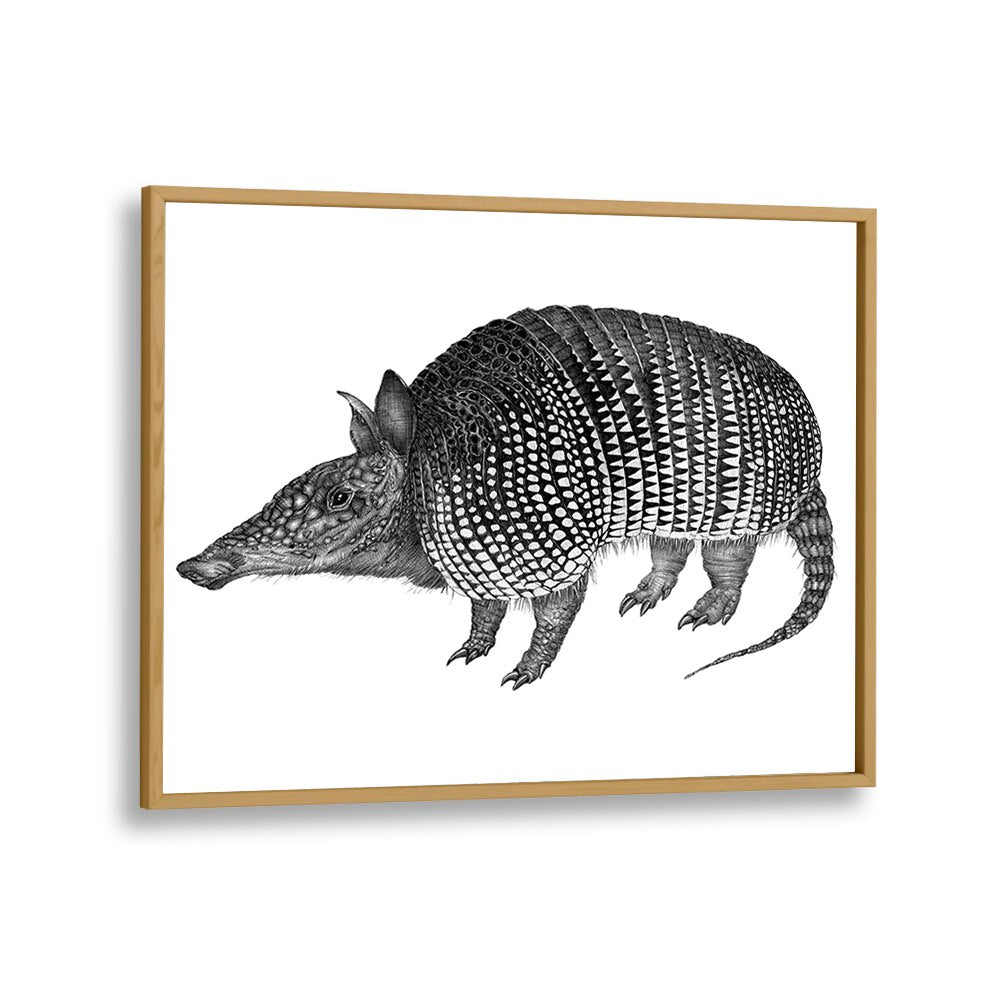 armadillo duvet Wildlife paintings in Oak Wood Plain Frame