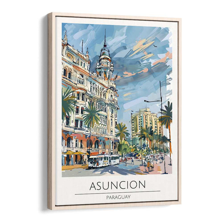 asuncion-paraguay travel posters in Oak Wood Floater Frame