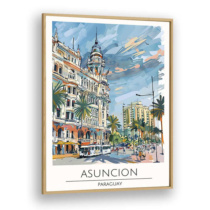 asuncion-paraguay travel posters in Oak Wood Plain Frame