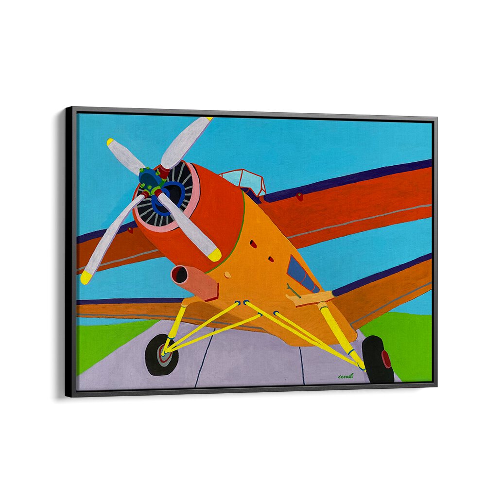 at the airfield landscape art prints in Black Floater Frame