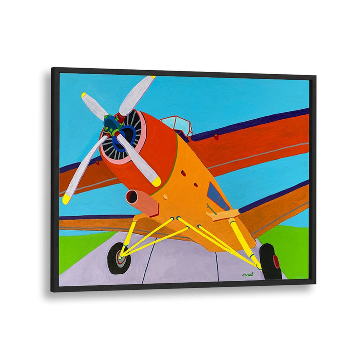 at the airfield landscape art prints in Black Plain Frame