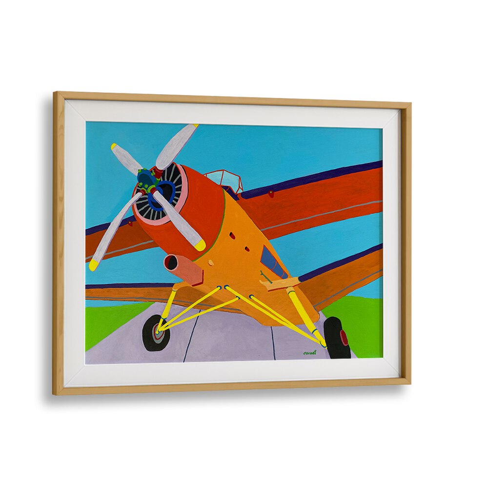 at the airfield landscape art prints in Oak Wood Frame With Mount