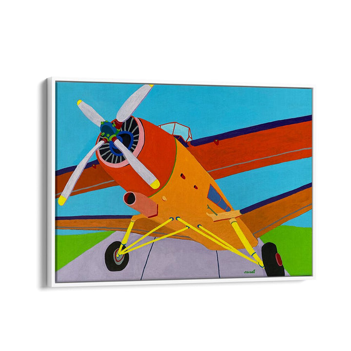 at the airfield landscape art prints in White Floater Frame