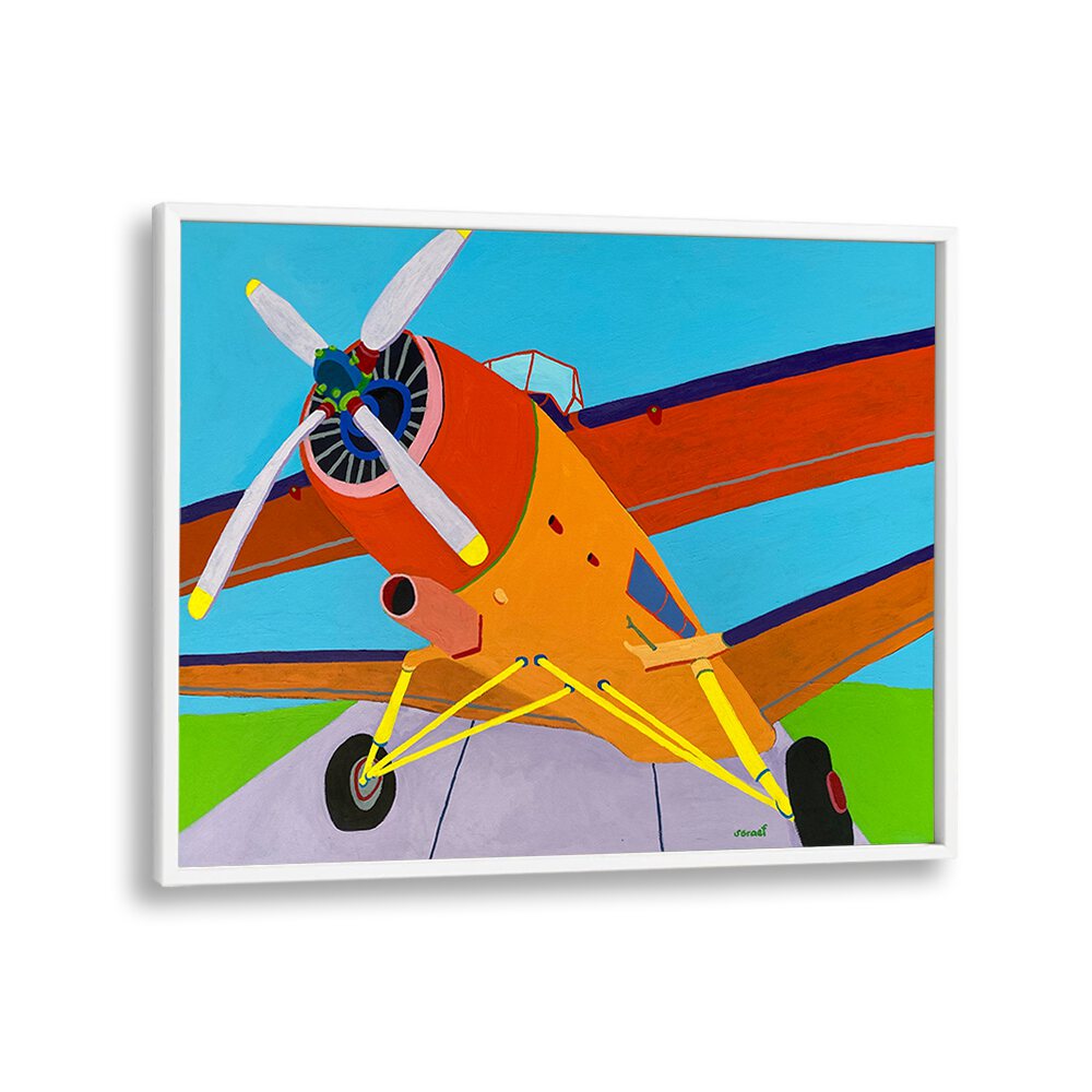 at the airfield landscape art prints in White Plain Frame