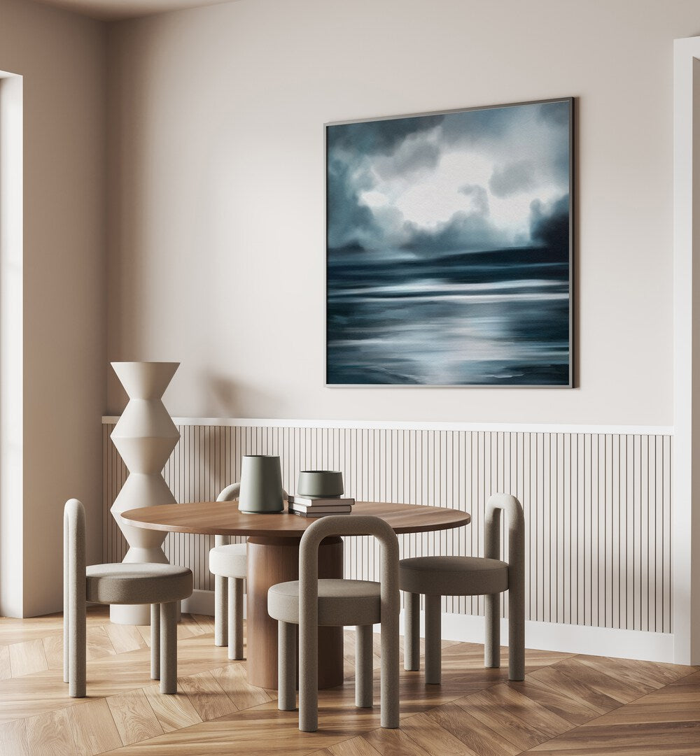 atelier bleu no.ii by gabriella roberg abstract art prints Artwork II placed on a wall