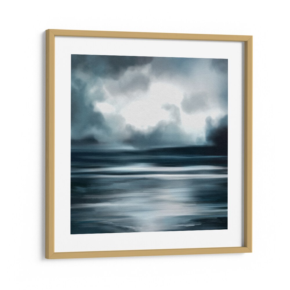 atelier bleu no.ii by gabriella roberg abstract art prints in Oak Wood Frame With Mount