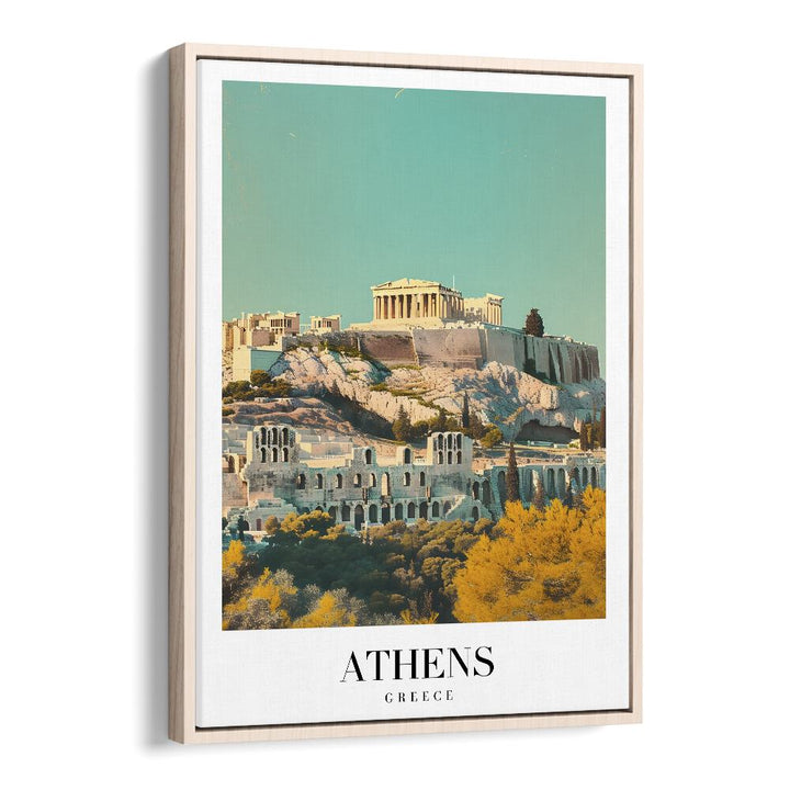 athens-greece II travel posters in Oak Wood Floater Frame