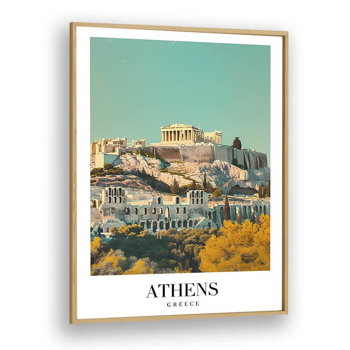 athens-greece II travel posters in Oak Wood Plain Frame