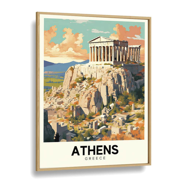 athens-greece III travel posters in Oak Wood Plain Frame