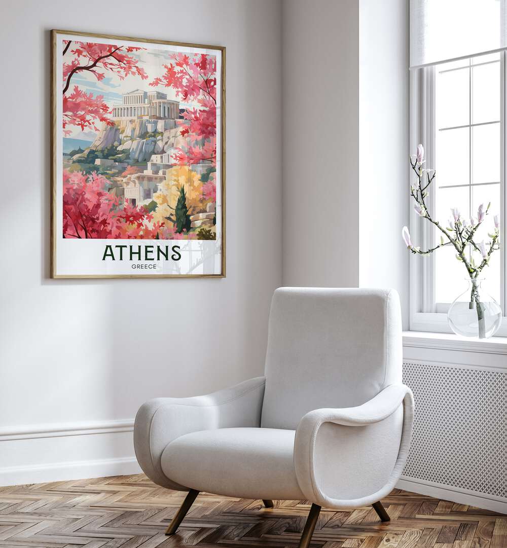 athens-greece travel posters Artwork II placed on a Wall 