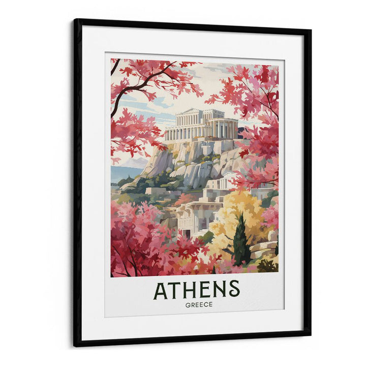 athens-greece travel posters in Black Frame With Mount