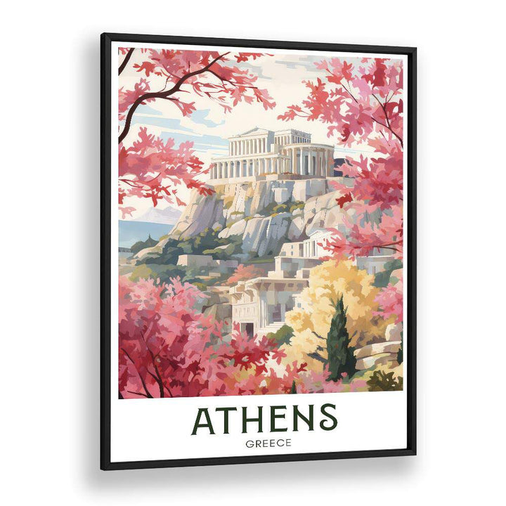 athens-greece travel posters in Black Plain Frame