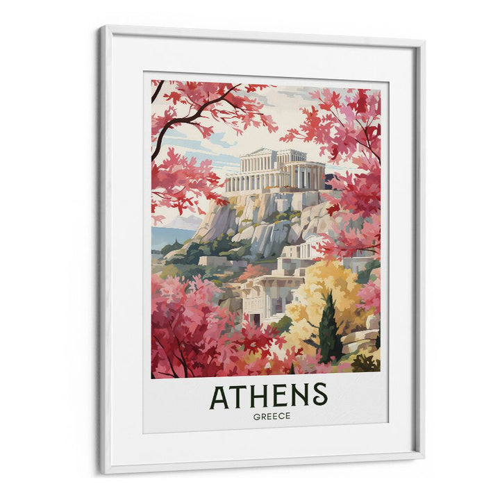 athens-greece travel posters in White Frame With Mount