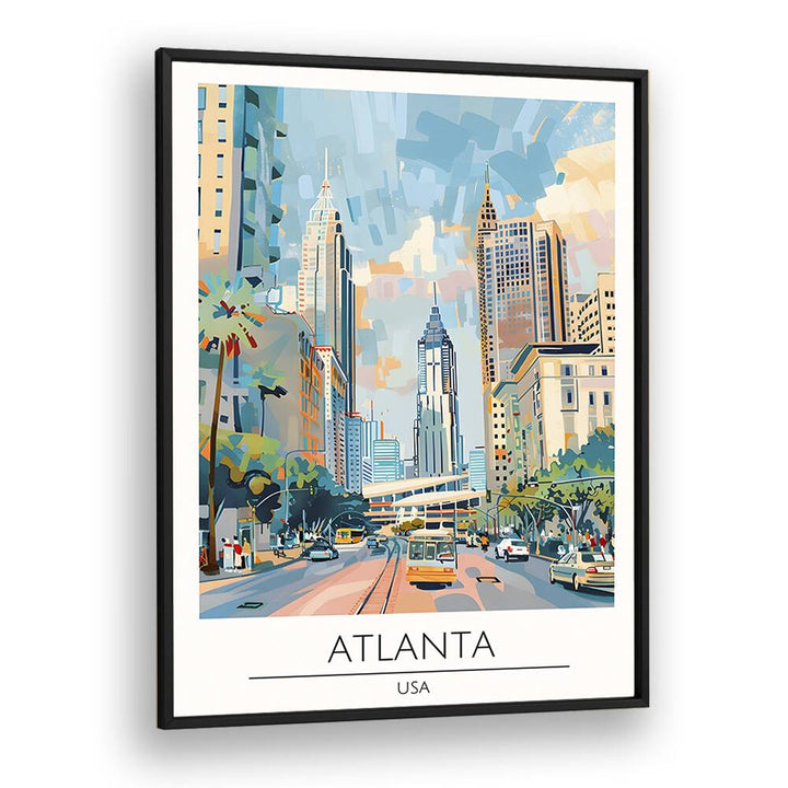 atlanta-usa travel posters in Black Plain Frame