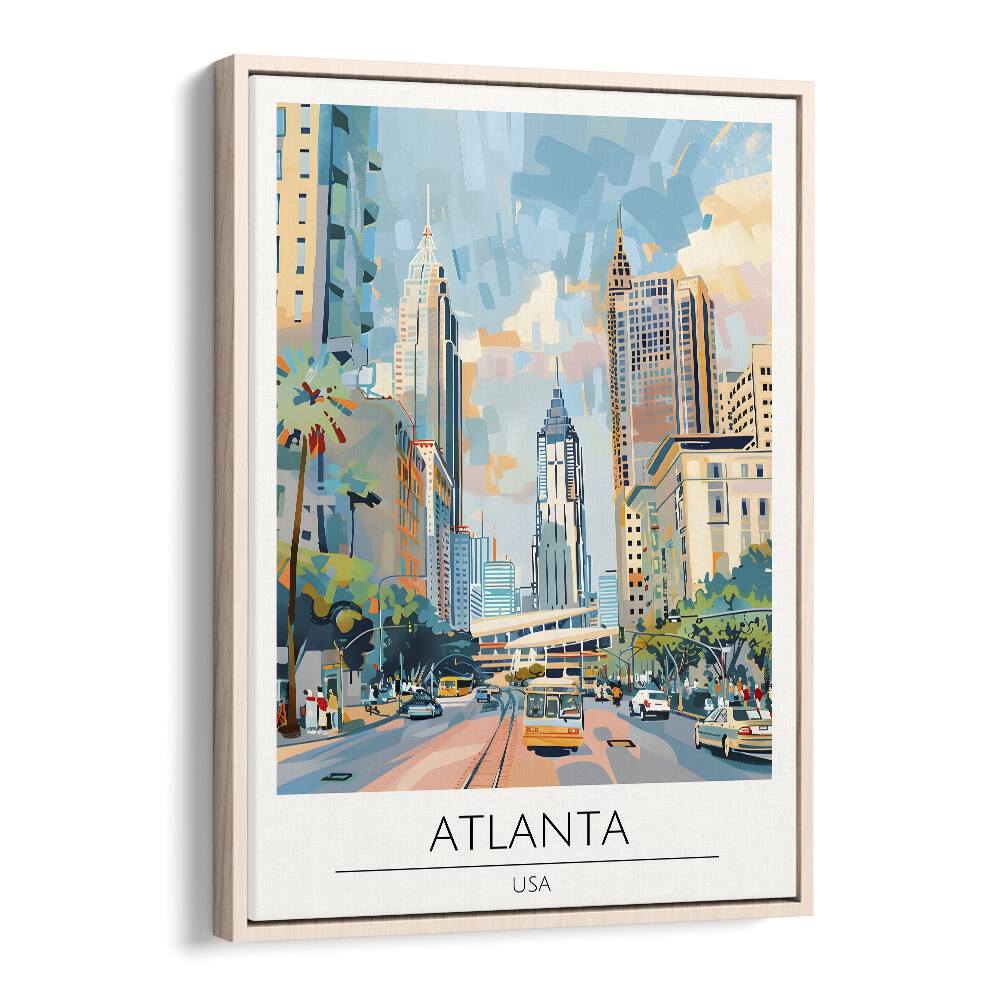 atlanta-usa travel posters in Oak Wood Floater Frame