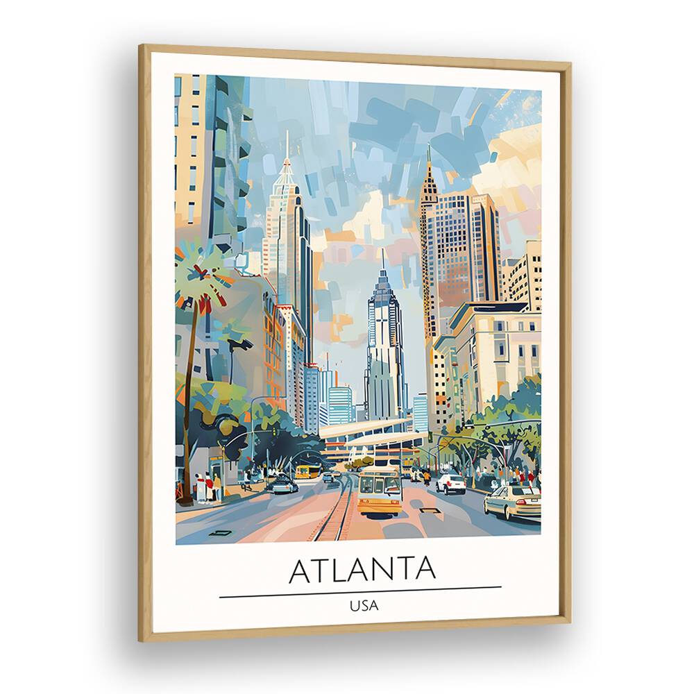 atlanta-usa travel posters in Oak Wood Plain Frame