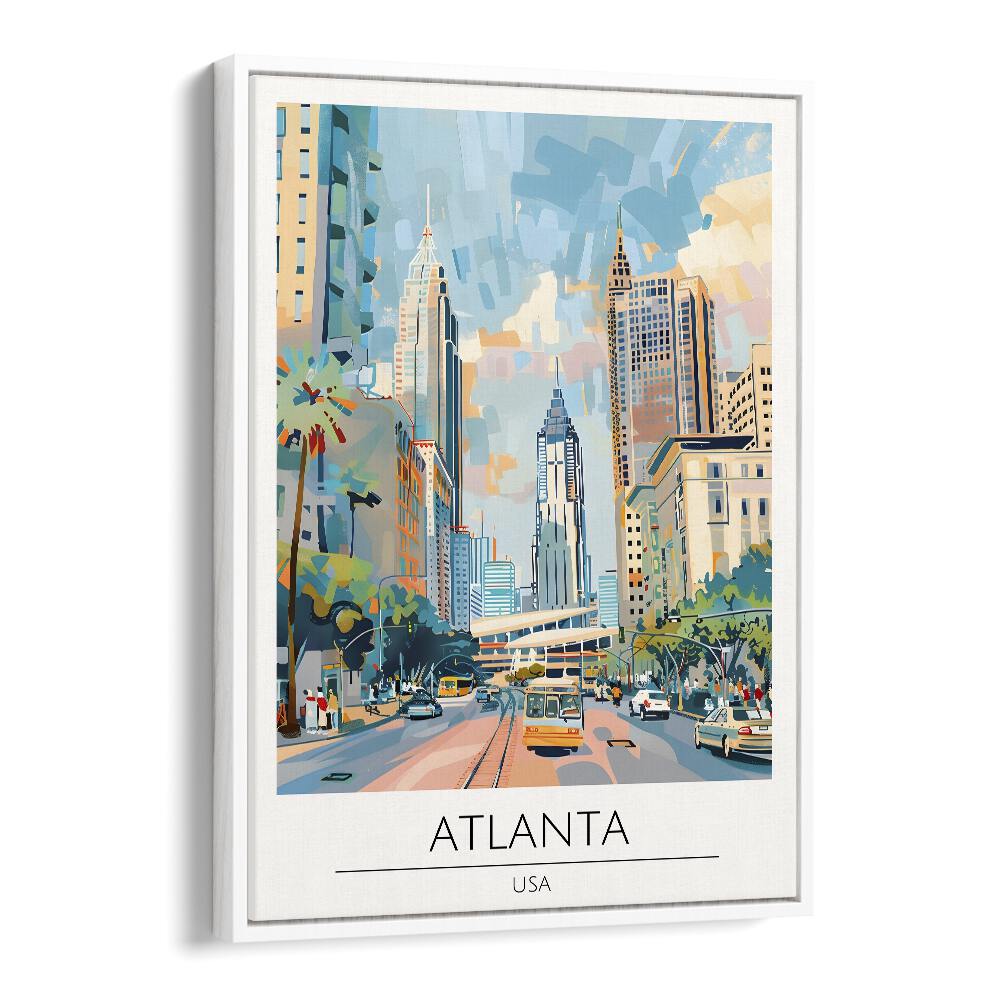 atlanta-usa travel posters in White Floater Frame