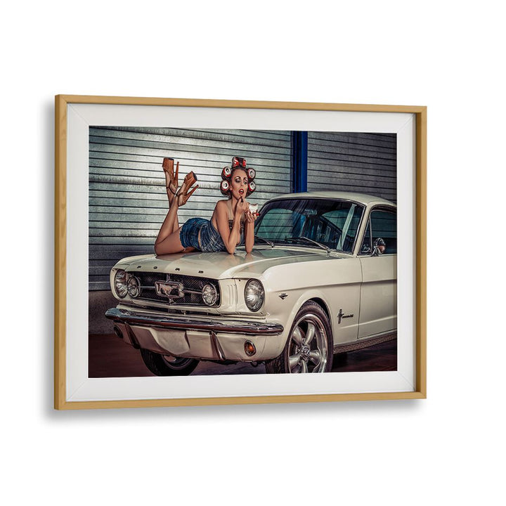 baby you can drive my car car poster in Oak Wood Frame With Mount