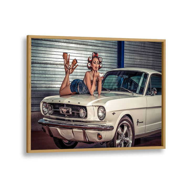 baby you can drive my car car poster in Oak Wood Plain Frame