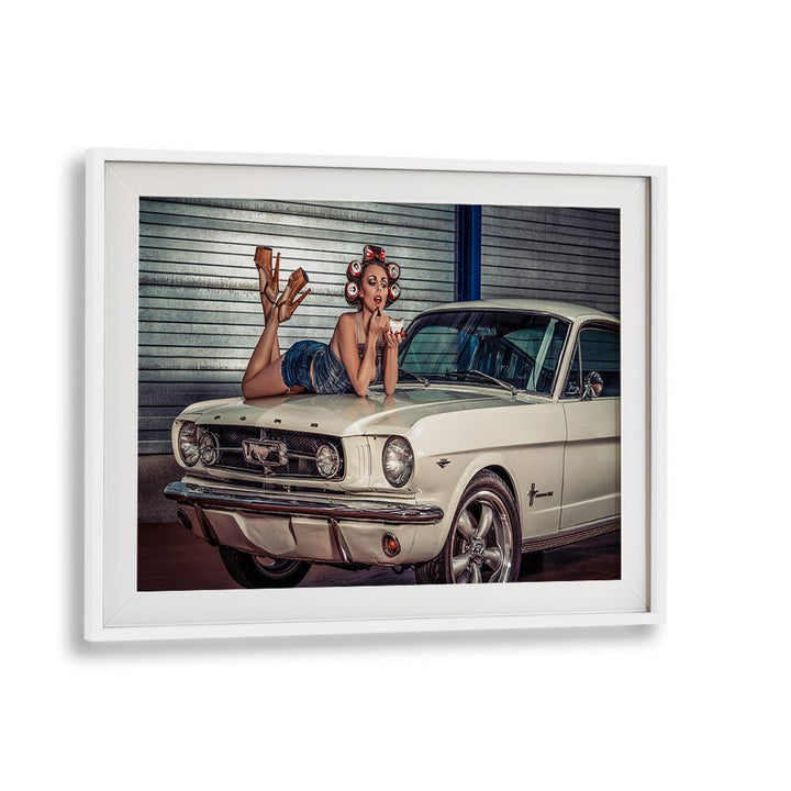 baby you can drive my car car poster in White Frame With Mount