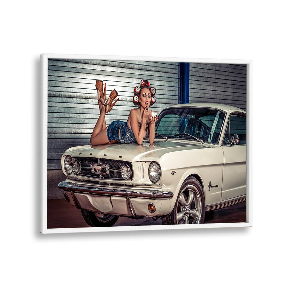 baby you can drive my car car poster in White Plain Frame