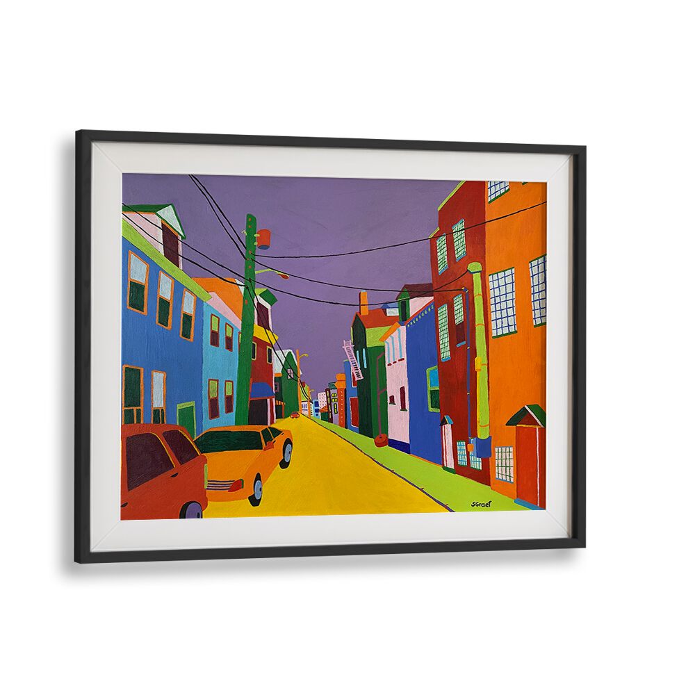 backstreet landscape art prints in Black Frame With Mount