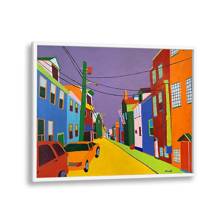 backstreet landscape art prints in White Plain Frame