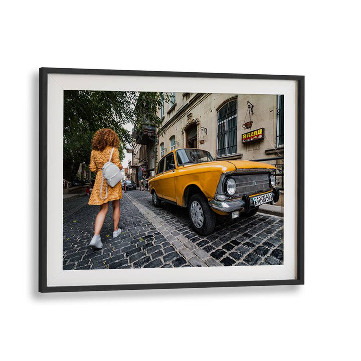 baku city car poster in Black Frame With Mount