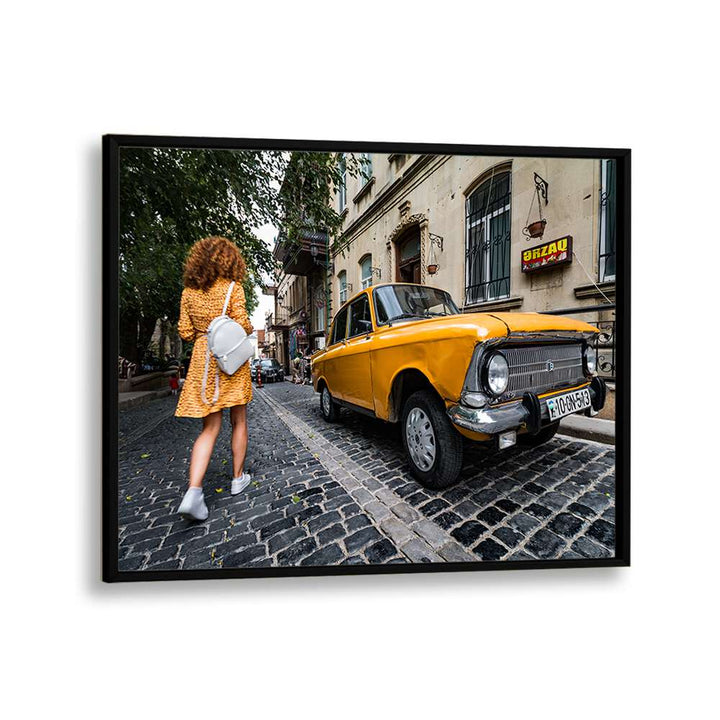 baku city car poster in Black Plain Frame