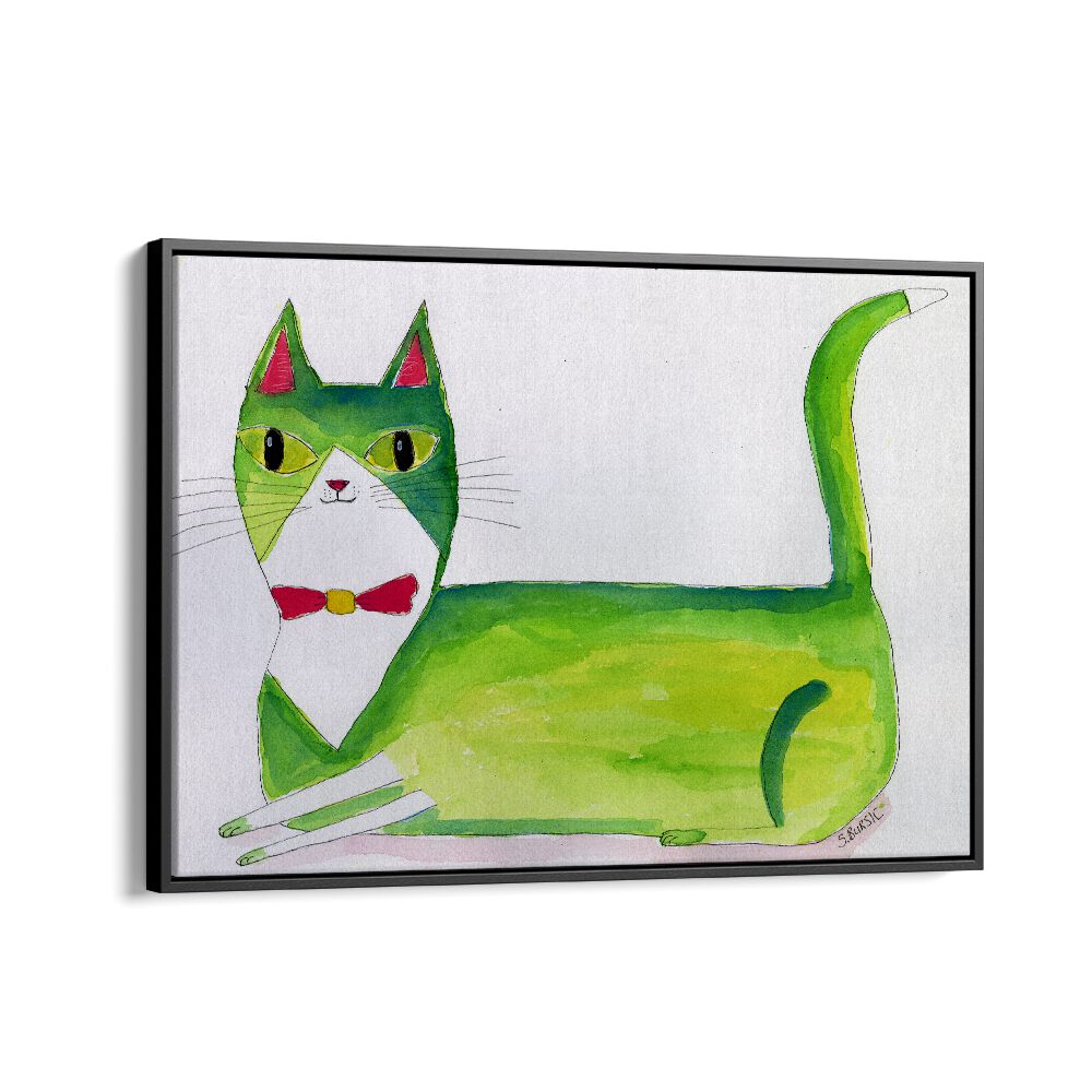 kids painting - THE GREEN CAT by Asianmonk