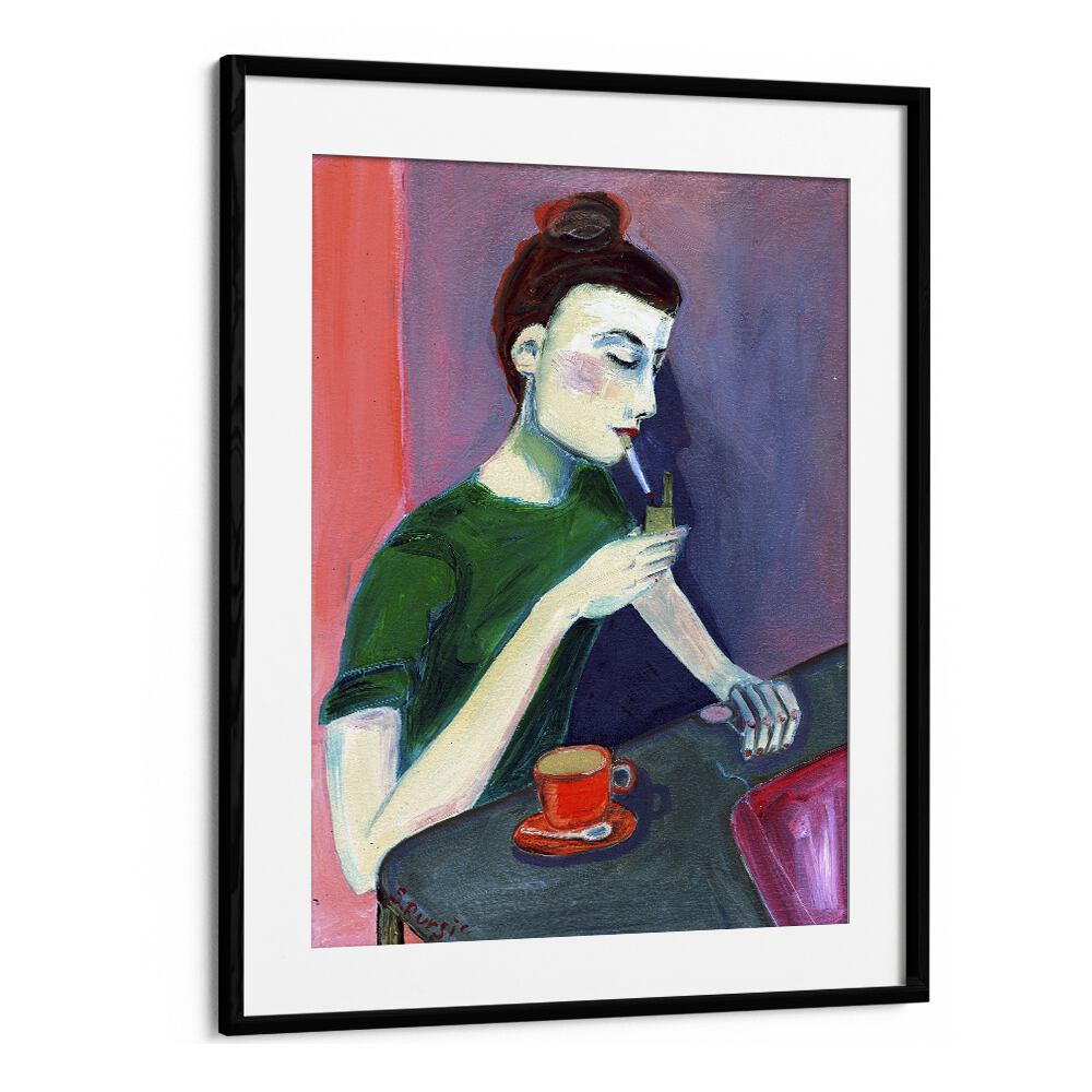 Vintage painting - LADY LIGHTING CIGARETTE by Asianmonk