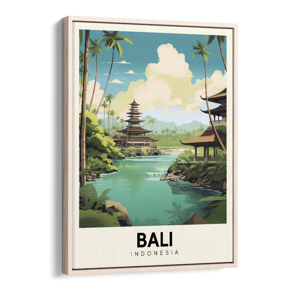 bali-indonesia travel posters in Oak Wood Floater Frame